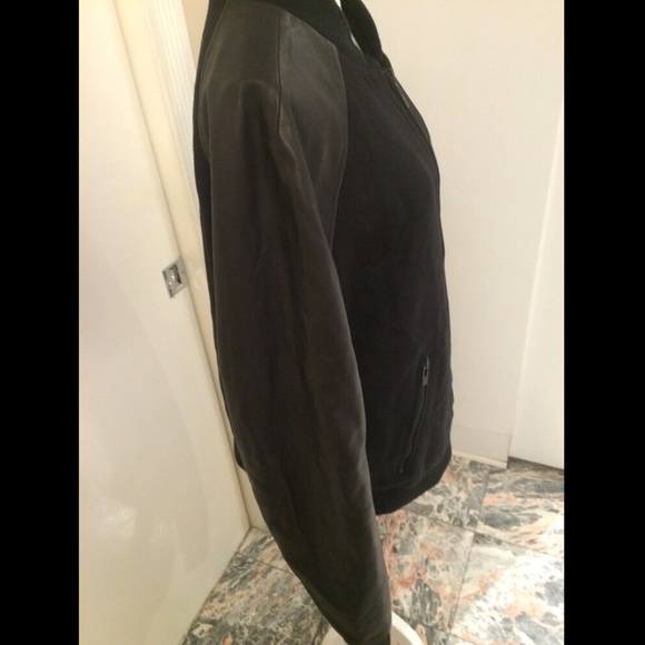 NEW $495 Rogue [ XXL ] Wool Bomber Jacket with Leather Sleeves‎ in Black - Picture 6 of 11